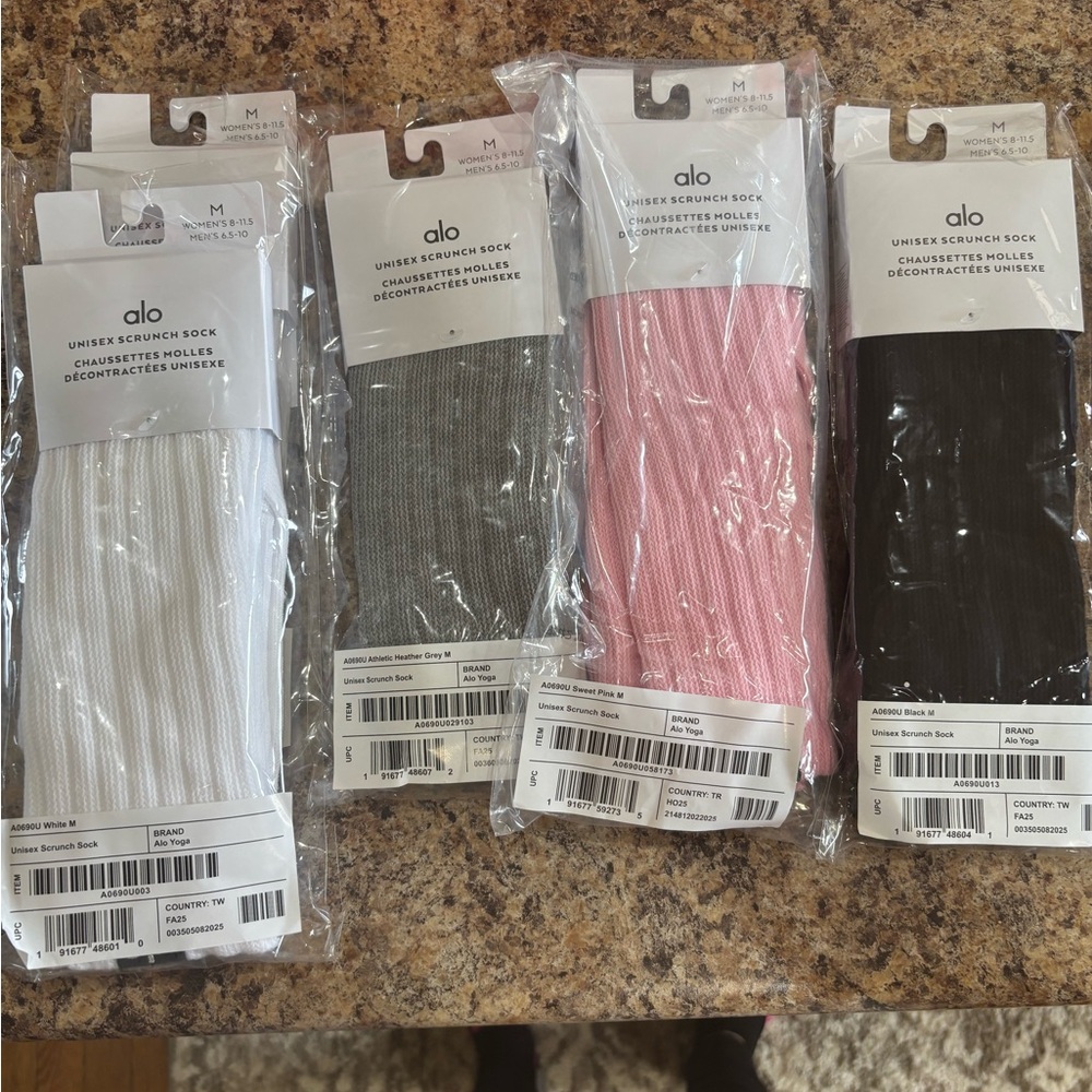 ALO Yoga Unisex Scrunch Socks - White, Gray, Pink, Black $20/each